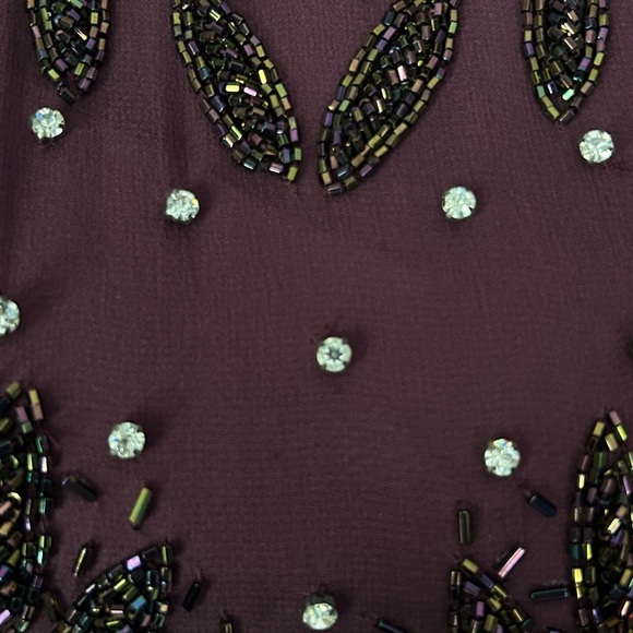 Vtg JOVANI New York Purple Beaded Silk Gown Dress Prom Pageant Bridesmaid sz 10 - Picture 4 of 12